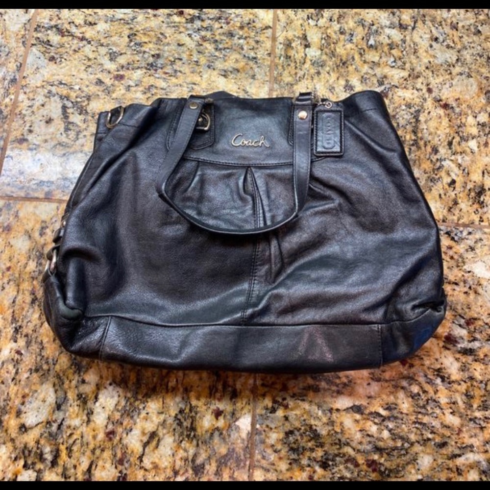 Coach black leather purse